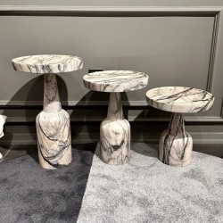 Londra Traverten Desen Zigon Yan Sehpa