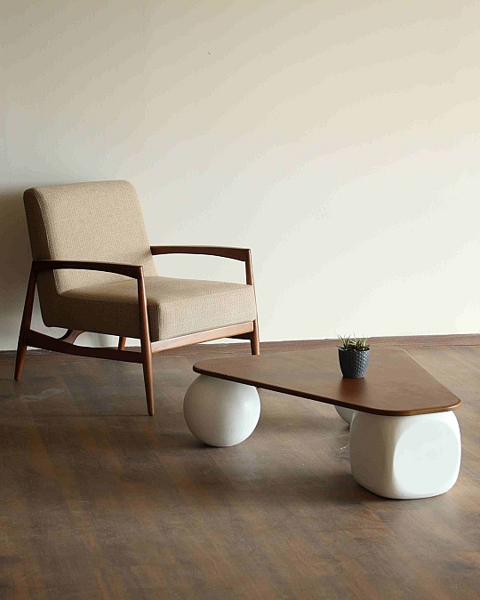 Küre Ahşap Orta Sehpa - C.Üçgen & B.Zar & Beyaz