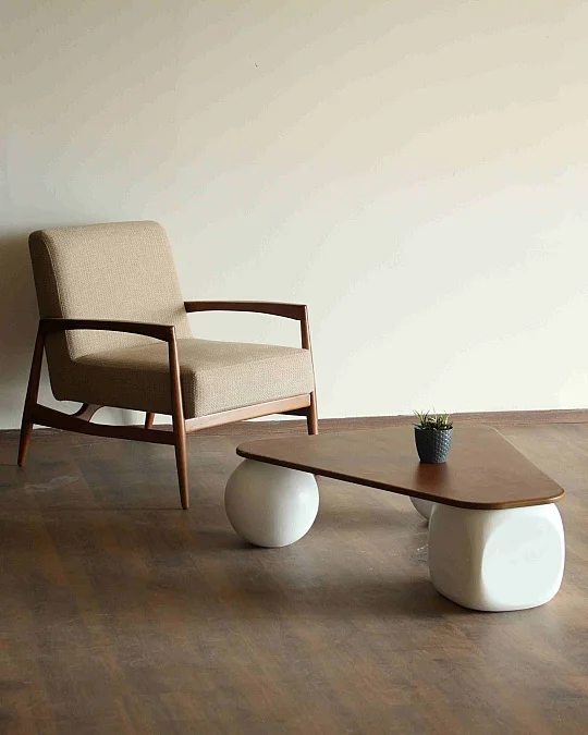 Küre Ahşap Orta Sehpa - C.Üçgen & B.Zar & Beyaz