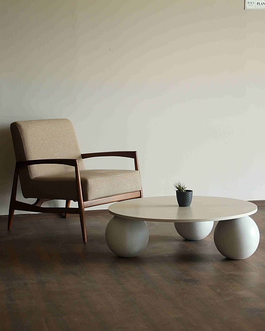 Küre Ahşap Orta Sehpa - B.Yuvarlak & Beyaz