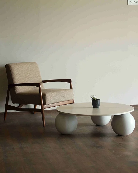 Küre Ahşap Orta Sehpa - B.Yuvarlak & Beyaz