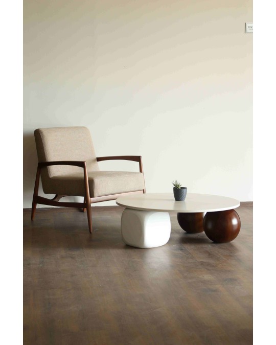 Küre Ahşap Orta Sehpa - B.Yuvarlak & B.Zar & 2 Ceviz