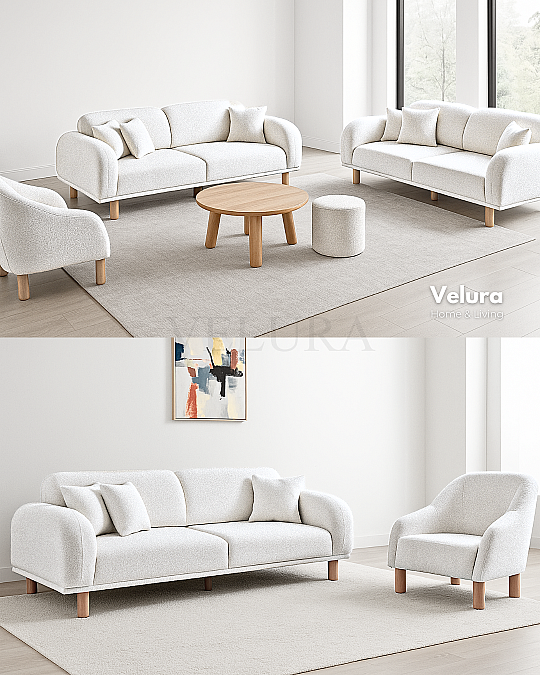 Lara Beyaz Koltuk Takımı