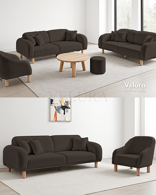 Lara Koyu Ceviz Koltuk Takımı