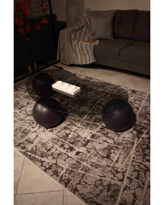 Küre Orta Sehpa - Antrasit Top - Fasulye - Füme Cam 