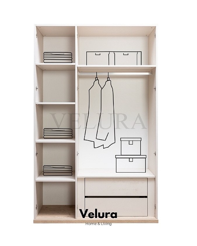 Krem Tonlarda Aynalı Gardırop Uriel 3 Kapaklı Krem Dolap