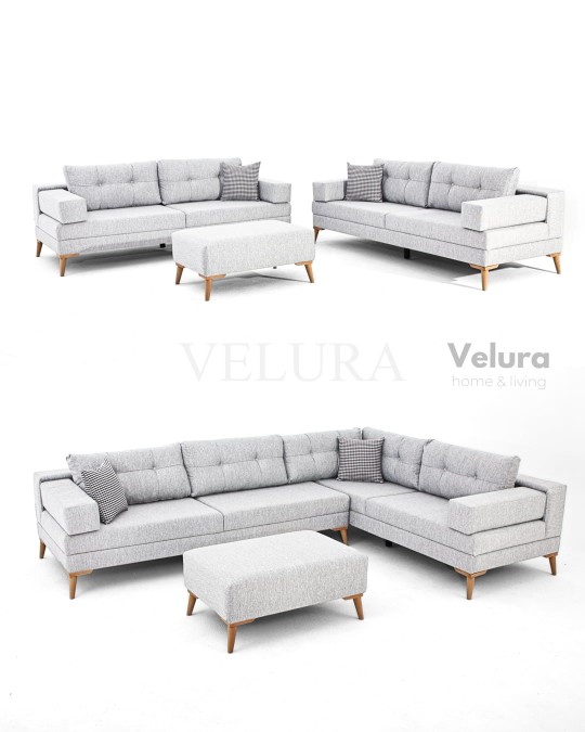 Zeri Açık Gri Puzzle Modüler Köşe Koltuk Takımı 