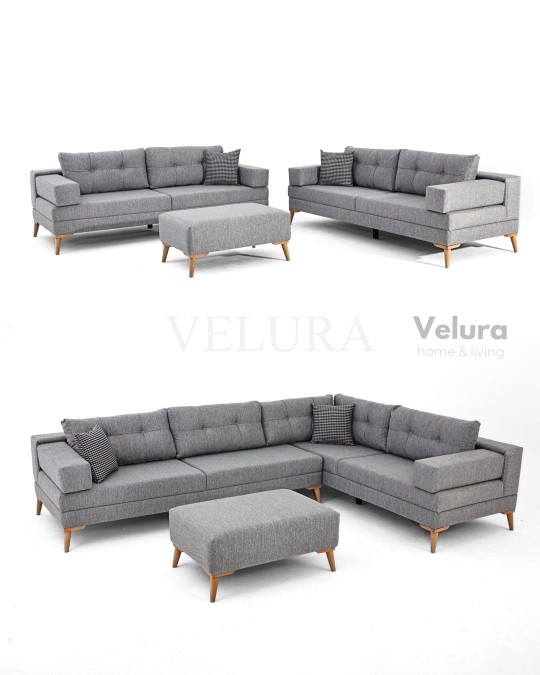 Zeri Gri Puzzle Modüler Köşe Koltuk Takımı 