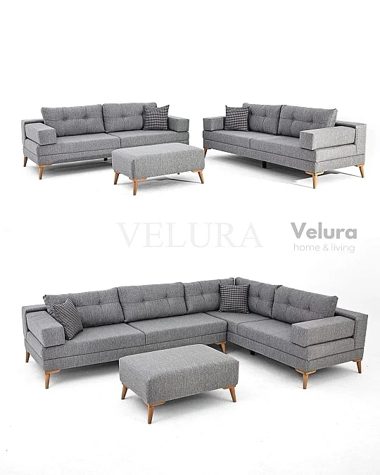 Zeri Gri Puzzle Modüler Köşe Koltuk Takımı | Velura Home