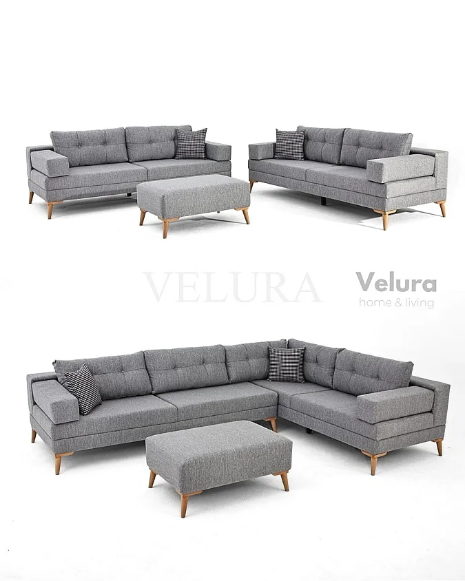 Zeri Gri Puzzle Modüler Köşe Koltuk Takımı | Velura Home