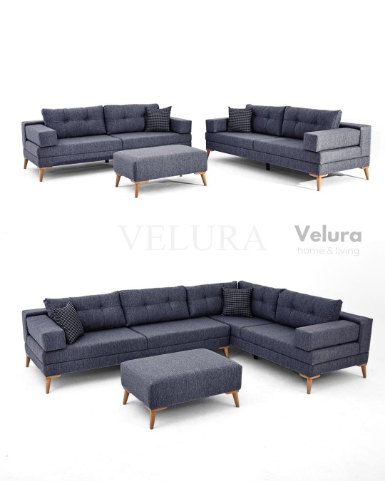 Zeri Lacivert Puzzle Modüler Köşe Koltuk Takımı