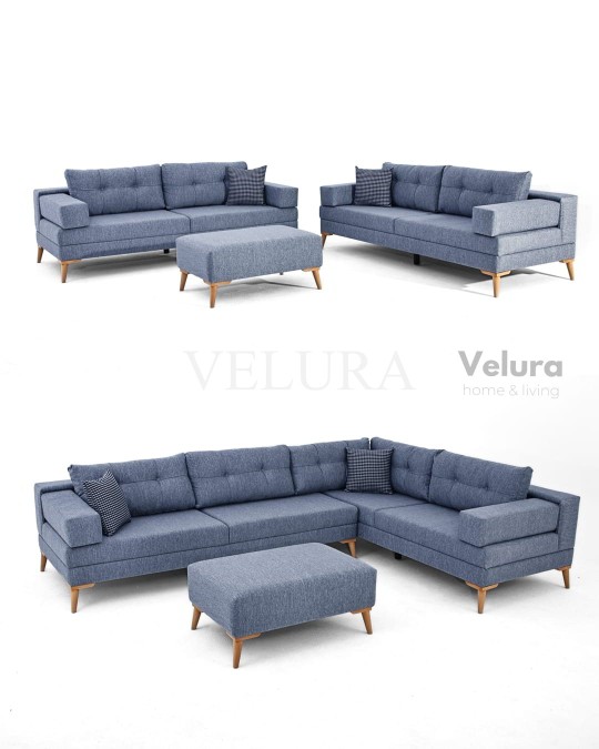 Zeri Mavi Puzzle Modüler Köşe Koltuk Takımı