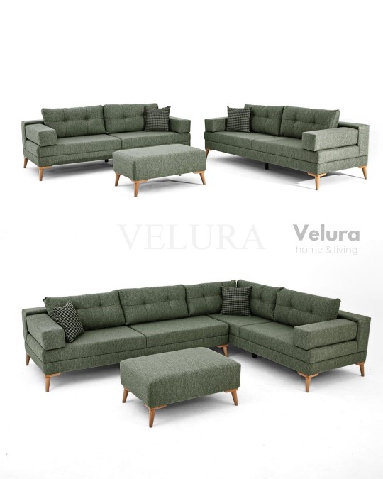 Zeri Yeşil Puzzle Modüler Köşe Koltuk Takımı