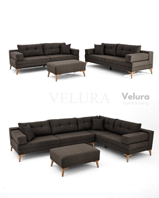 Zeri Koyu Kahve Puzzle Modüler Köşe Koltuk Takımı