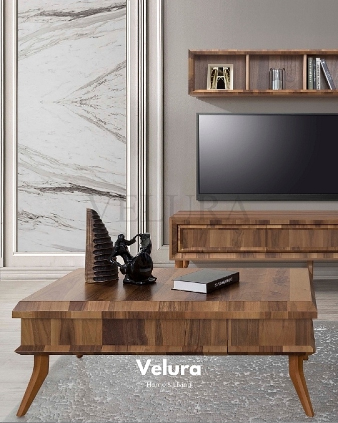 Marif Orta Sehpa damarlı ceviz ahşap görünümlü modern tasarım