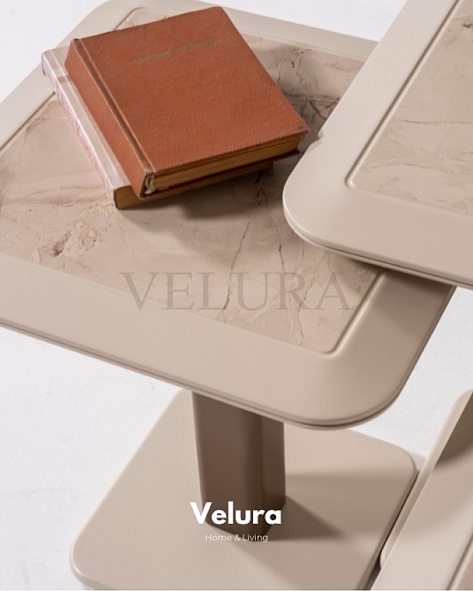 Mermer Desenli Krem Tonlu Yan Sehpa Modelleri