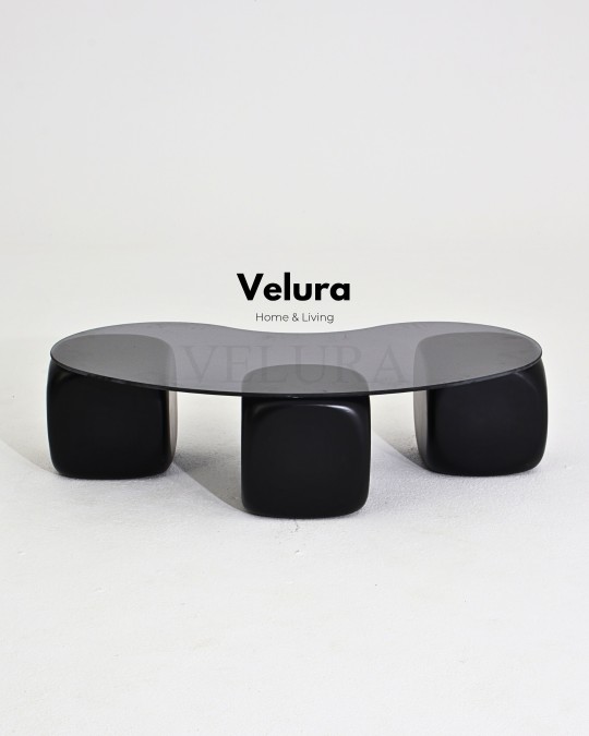 Küre Orta Sehpa - Siyah Zar - Fasulye - Füme Cam