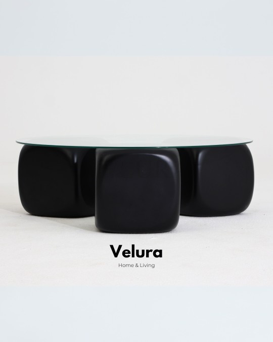 Küre Orta Sehpa - Siyah Zar - Yuvarlak - Şeffaf Cam