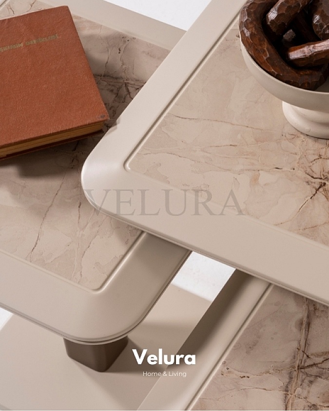 Mermer Desenli Krem Tonlu Yan Sehpa Modelleri