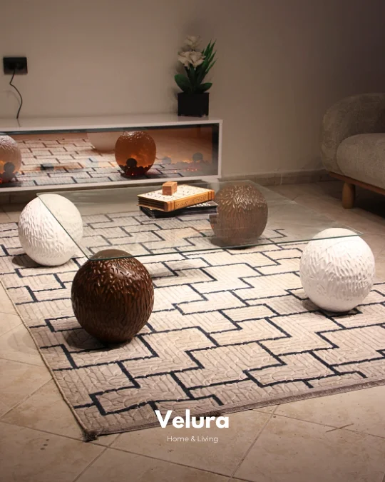 Küre Orta Sehpa - 2 Dragon (Ceviz) & 2 Dragon (Beyaz) - Kare - Şeffaf Cam