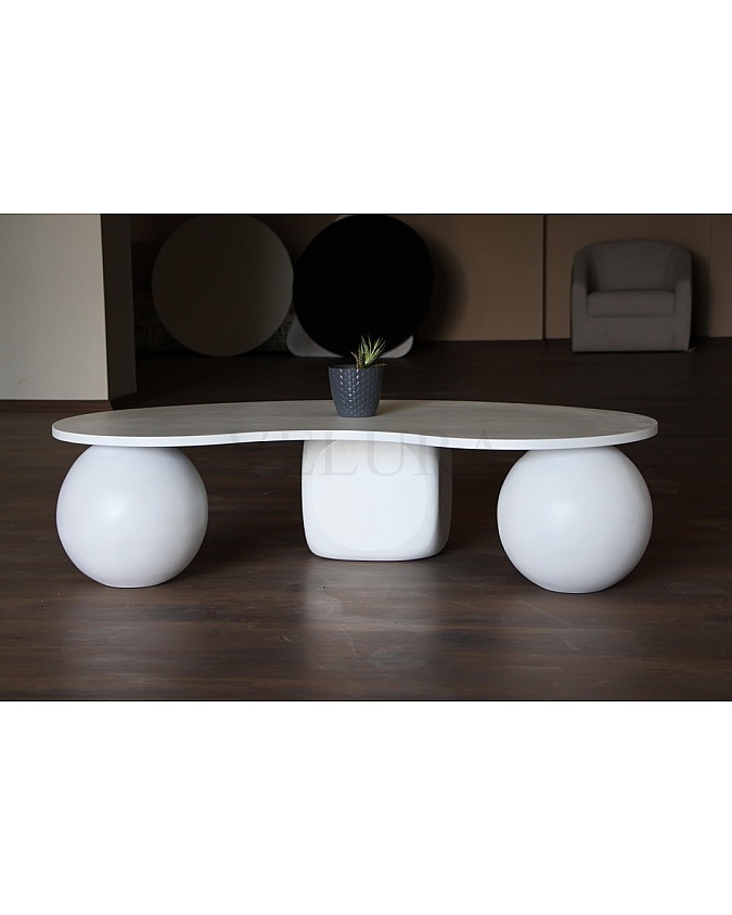 Küre Ahşap Orta Sehpa - Zar & Beyaz