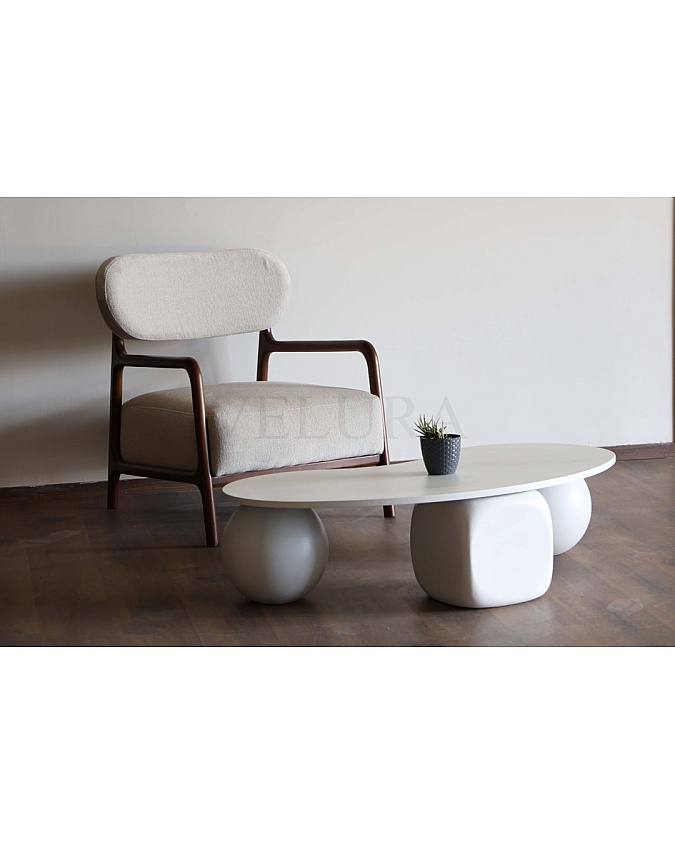 Küre Ahşap Orta Sehpa - Zar & Beyaz