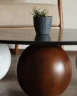 Modern siyah beyaz ceviz detaylı yuvarlak sehpa modeli