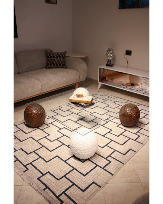 Küre Orta Sehpa - 2 Dragon (Ceviz) & 2 Dragon (Beyaz) - Kare - Şeffaf Cam