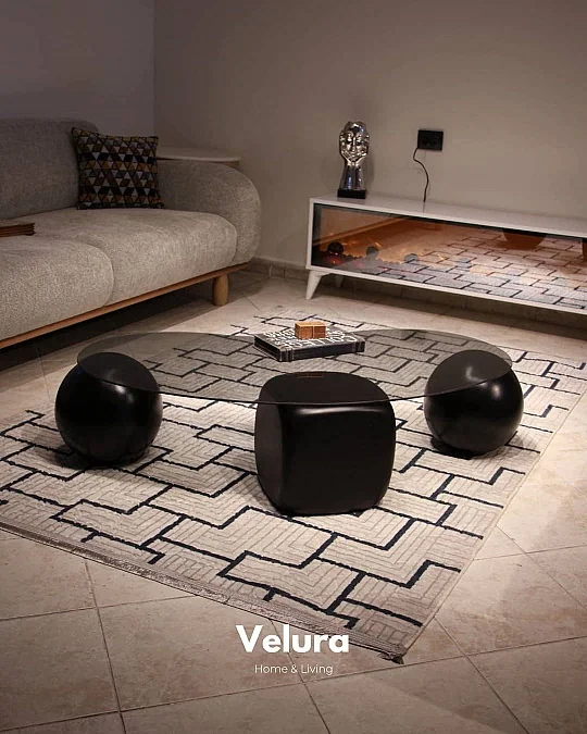 Zaro Düz Siyah Sehpa - Füme Cam