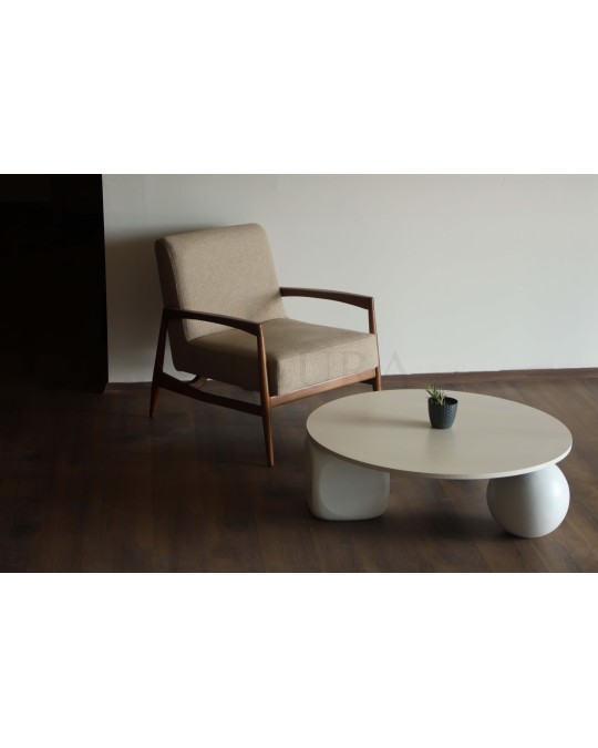 Küre Orta Sehpa - 2 Top  Beyaz & 1 Beyaz Zar - Yuvarlak - Beyaz Mdf