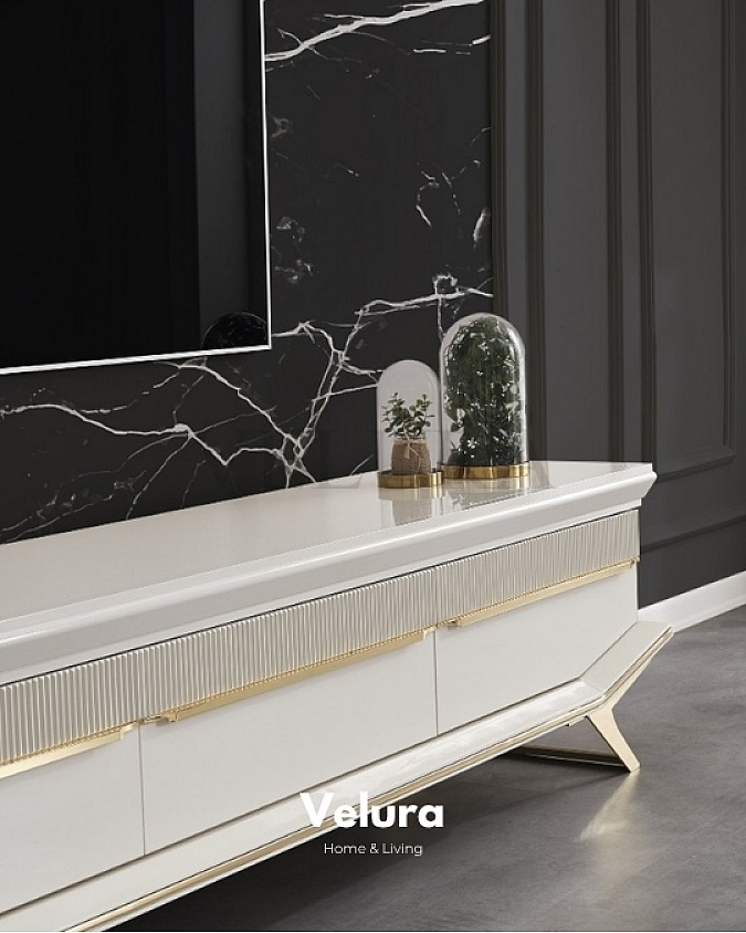 Krem Renk Gold Ayaklı Angel TV Ünitesi