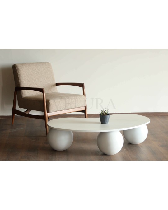 Küre Orta Sehpa - Beyaz Top - Fasulye - Beyaz Mdf