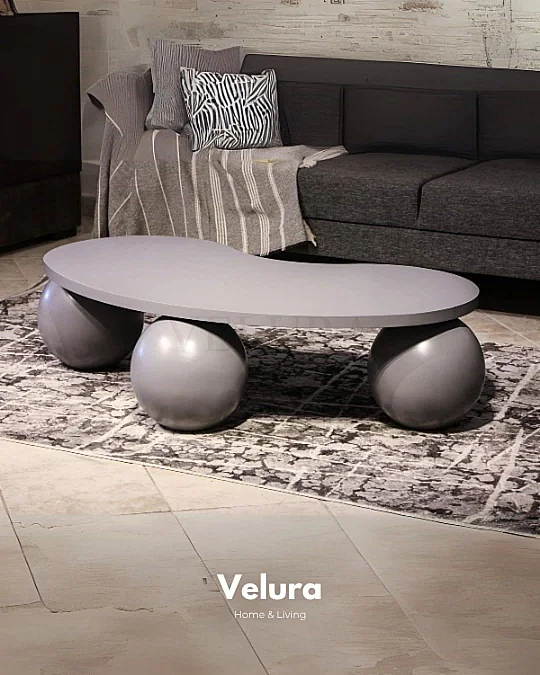 Küre Ahşap Orta Sehpa - Gri Top