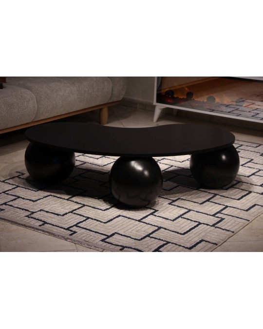 Küre Orta Sehpa - Siyah Top - Fasulye - Siyah Mdf