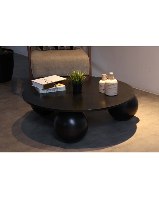 Küre Orta Sehpa - Siyah Top - Yuvarlak - Siyah Mdf