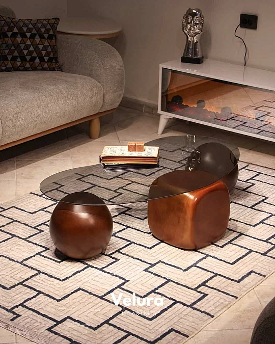 Zaro Düz Ceviz Sehpa - Füme Cam