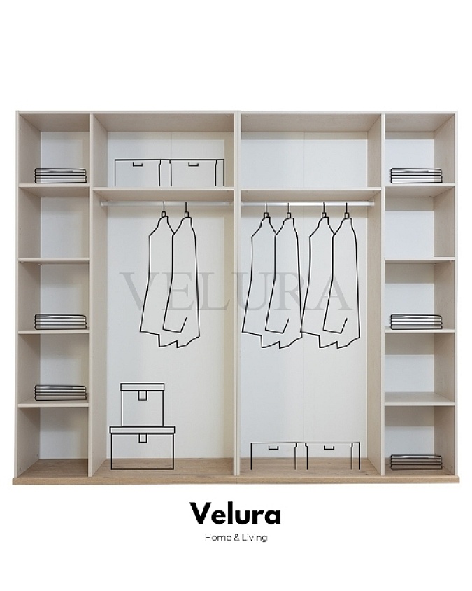 Velura Home Eris Dolap Modeli Eris 6 Kapaklı Dolap krem ve ahşap tonlar