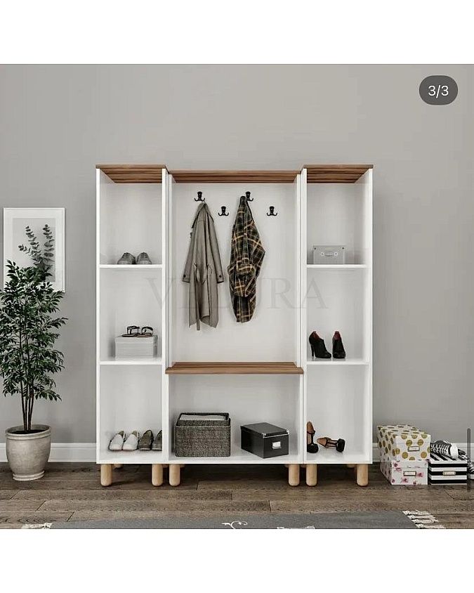 Rana 10 Kapılı Portmanto beyaz renk yerden yüksek aynalı tasarım