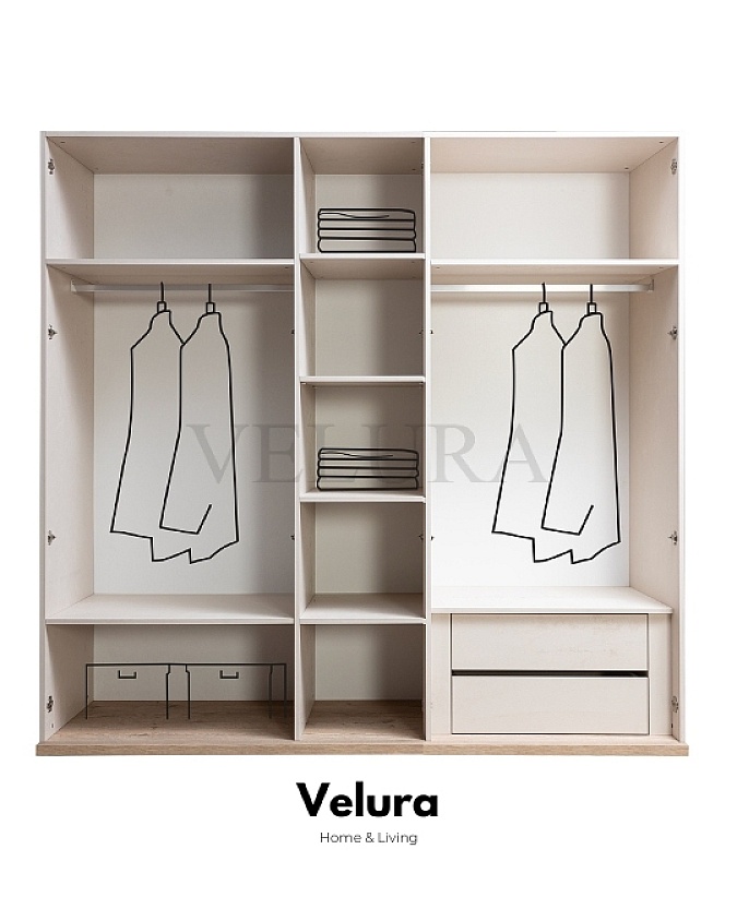 Fonksiyonel Tasarımlı Yatak Odası Dolabı Aynalı Kapaklı Geniş Gardırop