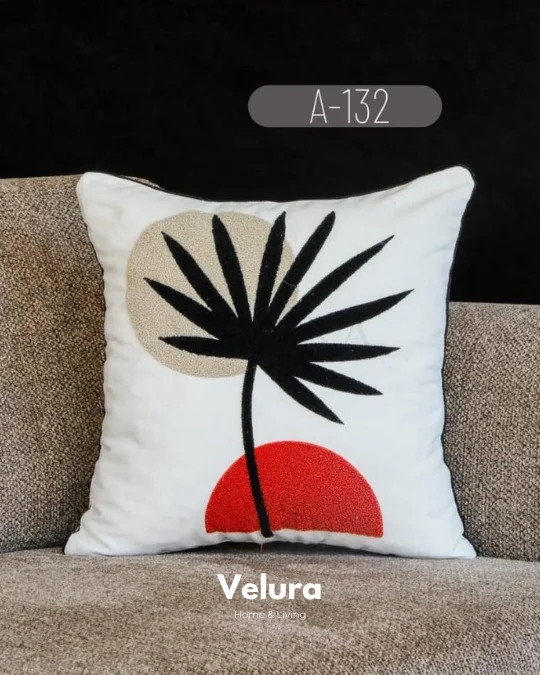 Keten Kumaş ve Nakış İşlemeli Desenli Kırlent - A132