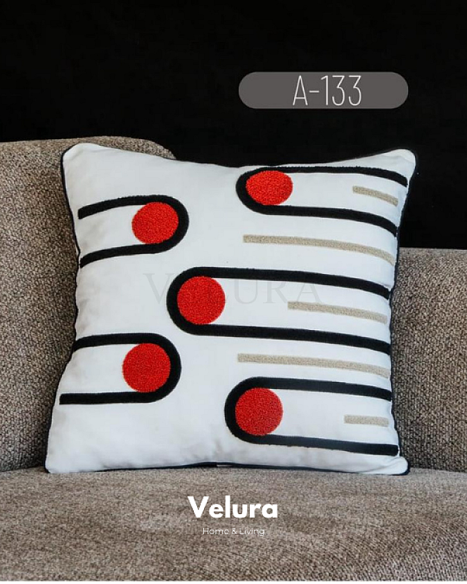 Keten Kumaş ve Nakış İşlemeli Desenli Kırlent - A133