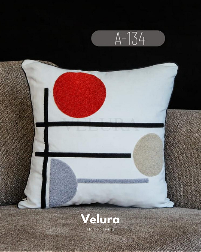 Keten Kumaş ve Nakış İşlemeli Desenli Kırlent - A134