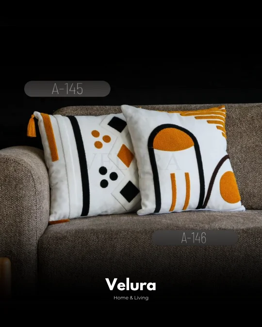 Keten Kumaş ve Nakış İşlemeli Desenli Kırlent - A145-146