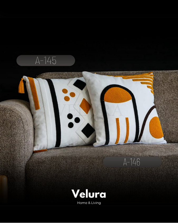 Keten Kumaş ve Nakış İşlemeli Desenli Kırlent - A145-146