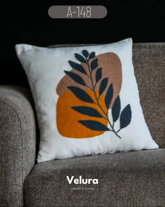 Keten Kumaş ve Nakış İşlemeli Desenli Kırlent - A148