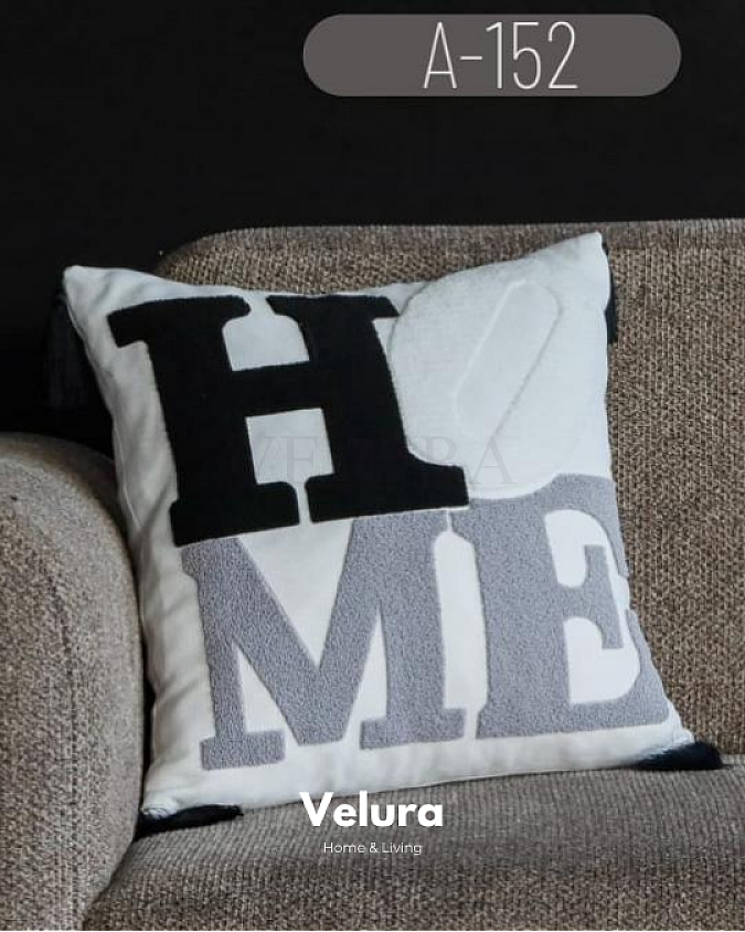 Keten Kumaş ve Nakış İşlemeli Desenli Kırlent - A152