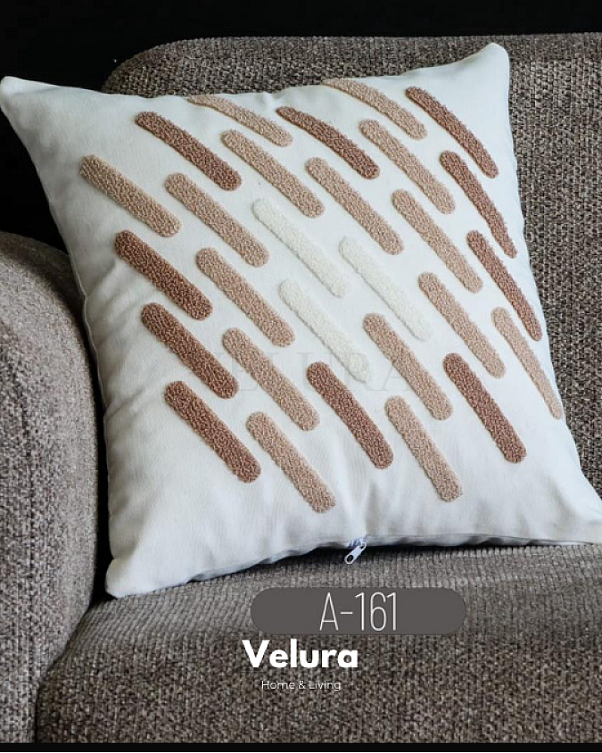 Keten Kumaş ve Nakış İşlemeli Desenli Kırlent - A161