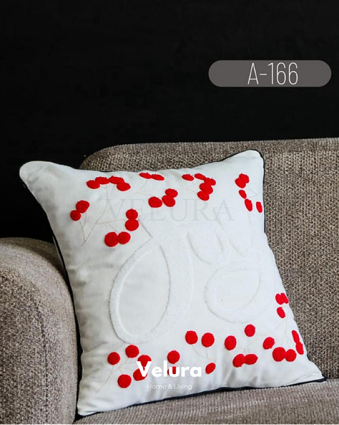 Keten Kumaş ve Nakış İşlemeli Desenli Kırlent - A166