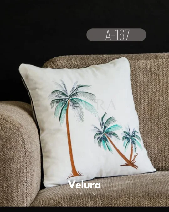 Keten Kumaş ve Nakış İşlemeli Desenli Kırlent - A167