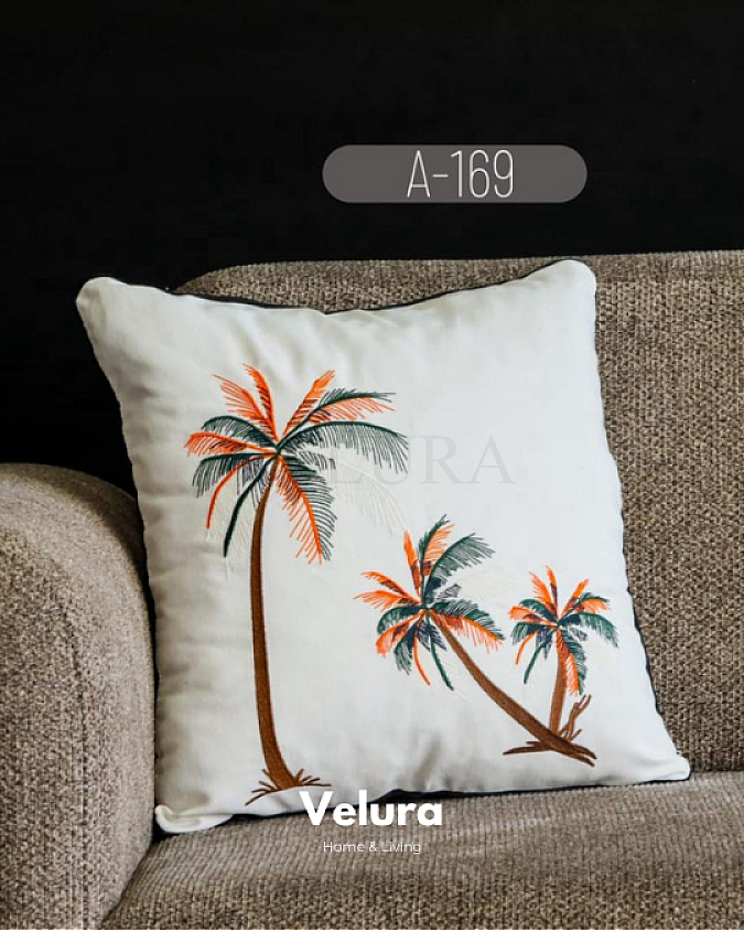 Keten Kumaş ve Nakış İşlemeli Desenli Kırlent - A169